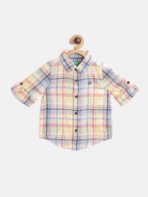 

United Colors of Benetton Boys Yellow & Blue Checked Casual Shirt