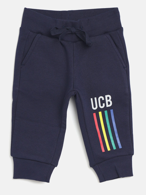 

United Colors of Benetton Boys Navy Blue & White Brand Logo Print Detail Joggers