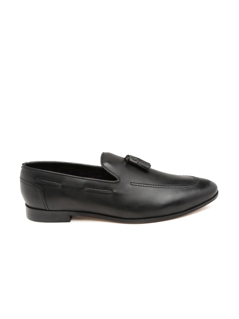 

Carlton London Men Black Solid Leather Loafers