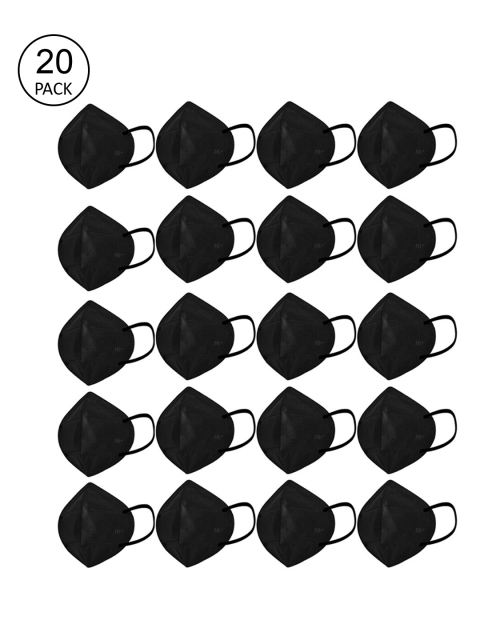 

LOIS CARON Unisex Set of 20 Black 5-Ply Reusable N95 Masks