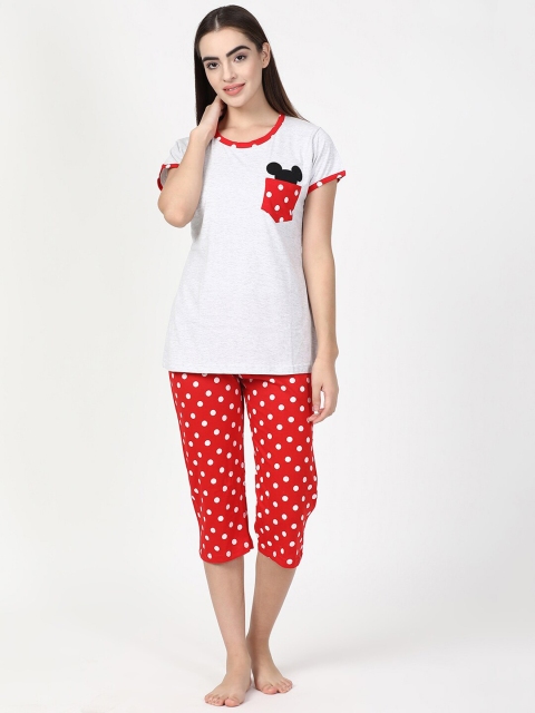 

V2 Value & Variety Women Grey & Red Printed Night suit