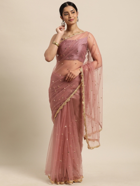 

Janasya Mauve Embellished Sequinned Net Saree