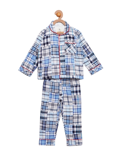 

Cherry Crumble Kids Blue Checked Night Suit WS-IC-0216