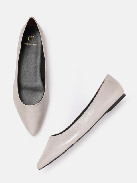 

Carlton London Women Silver-Toned Solid Ballerinas Flats