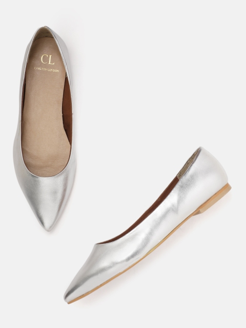 

Carlton London Women Silver-Toned Solid Ballerinas
