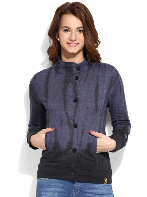

Campus Sutra Black & Blue Tie & Dye Print Jacket