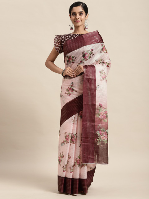 

Satrani Off White & Purple Floral Saree