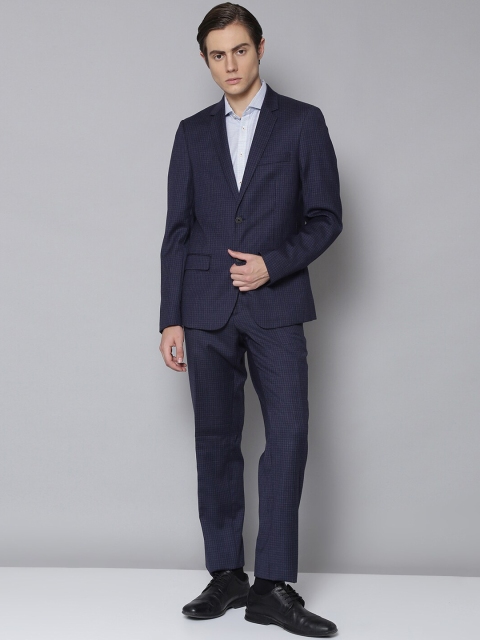 

Bruun & Stengade Men Navy Blue Checked Single-Breasted Two-Piece Suit