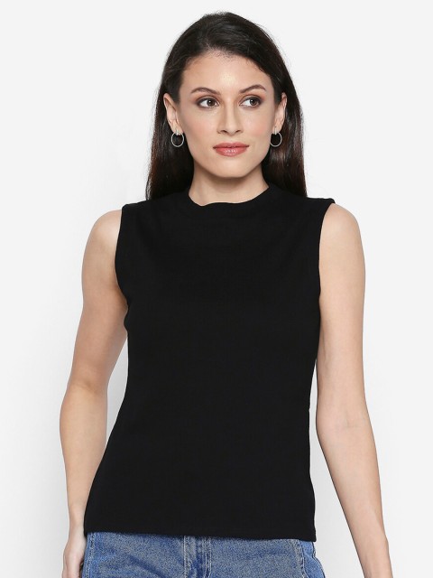 

People Women Black Solid Regular Top