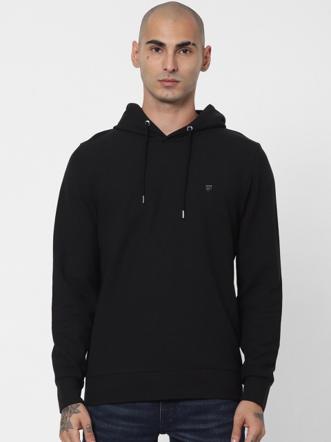 

Jack & Jones Men Black Cotton Hooded Pullover Sweatshirt