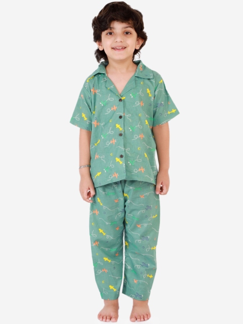 

Chipbeys Boys Green Printed Night Suit