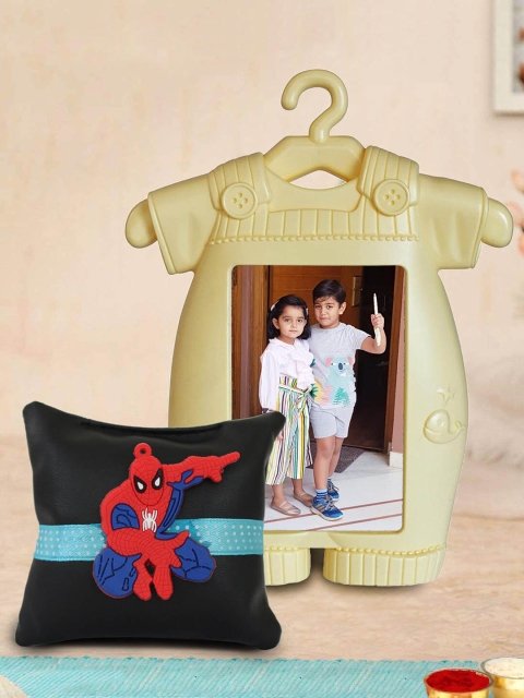 

TIED RIBBONS Blue & Red Spiderman Rakhi with Photo Frame Combo Gift Set