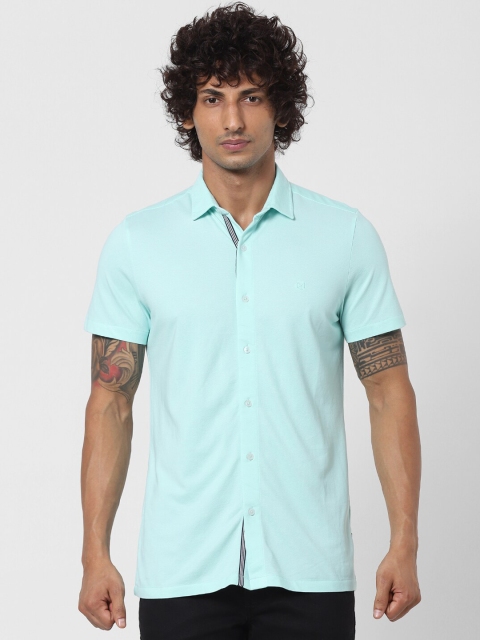 

Jack & Jones Men Turquoise Blue Slim Fit Opaque Casual Shirt