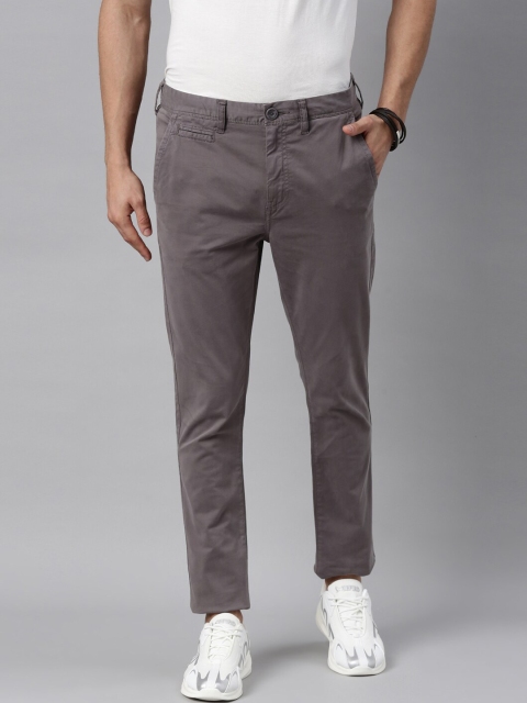 

Breakbounce Men Grey Skinny Fit Low-Rise Chinos Trousers