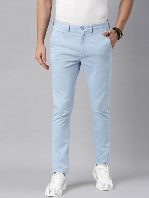 

Breakbounce Men Blue Skinny Fit Low-Rise Chinos Trousers