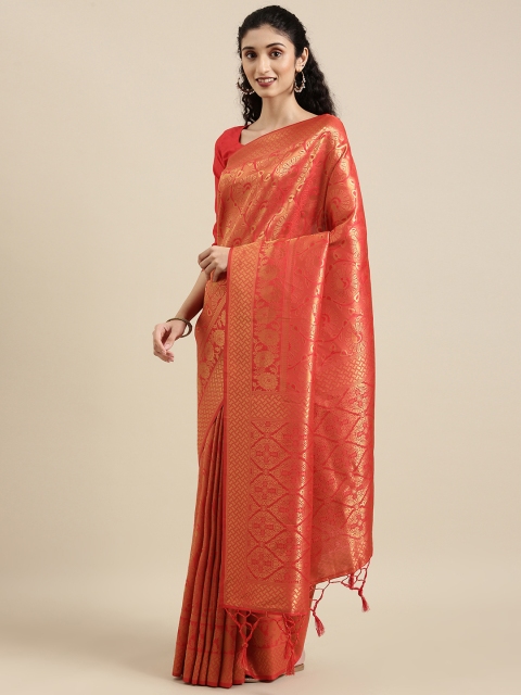 

NAKKASHI Red Ethnic Motifs Brocade Kanjeevaram Saree