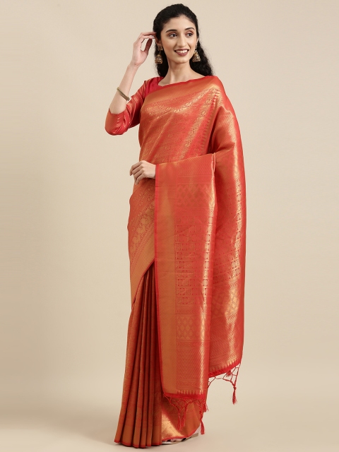 

NAKKASHI Red Ethnic Motifs Zari Brocade Kanjeevaram Saree