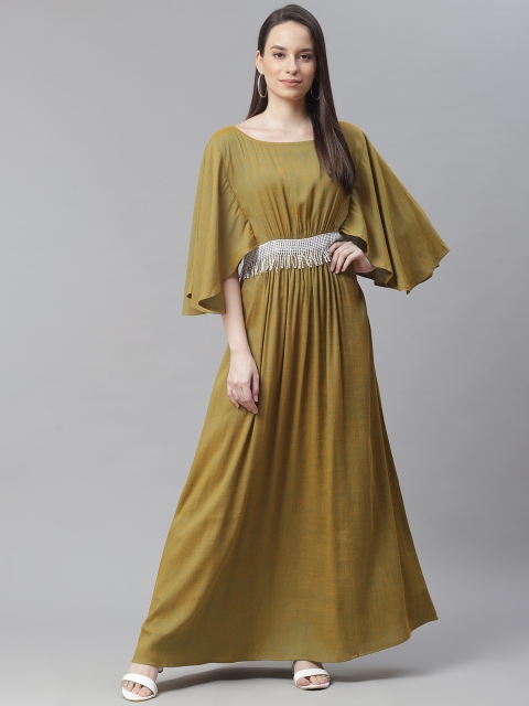 

Cottinfab Mustard Yellow Ethnic Maxi Dress