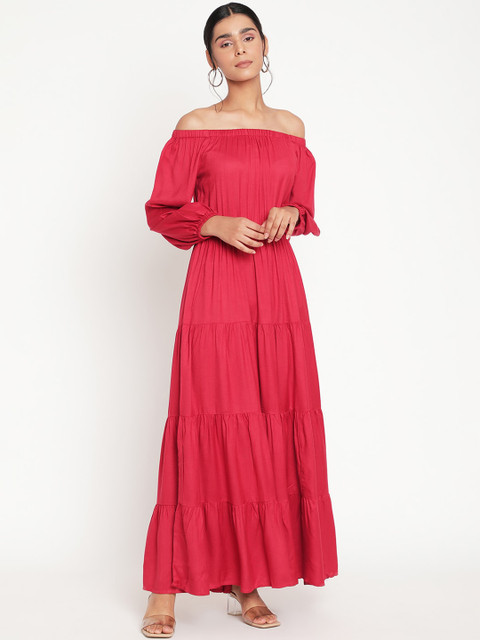 

The Vanca Red Off-Shoulder Maxi Dress