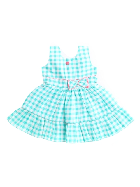 

The Magic Wand Blue & White Checked Fit & Flare Dress With Bow
