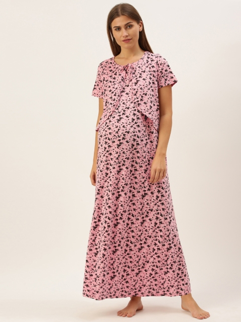 

Nejo Pink Printed Maxi Nightdress