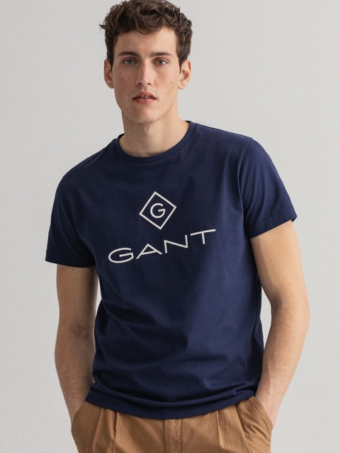 

GANT Men Blue Typography Printed T-shirt