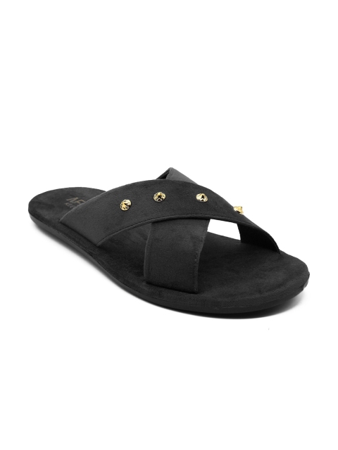 

AfroJack Men Black & Gold-Toned Embellished Sliders