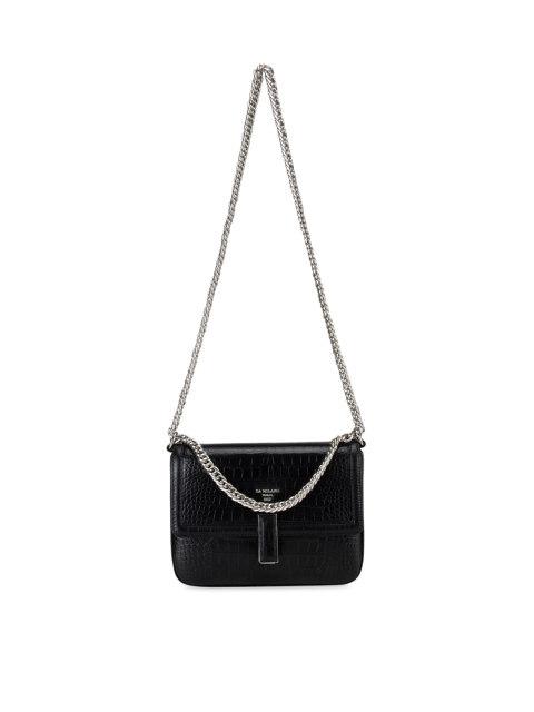 

Da Milano Women Black Textured Leather Structured Handheld Bag