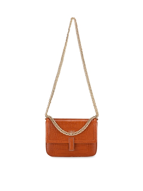 

Da Milano Orange Textured Leather Structured Handheld Bag