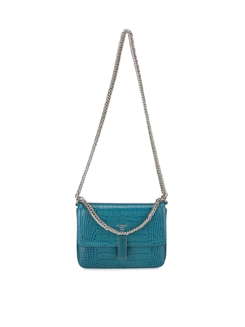 

Da Milano Blue Textured Leather Structured Handheld Bag