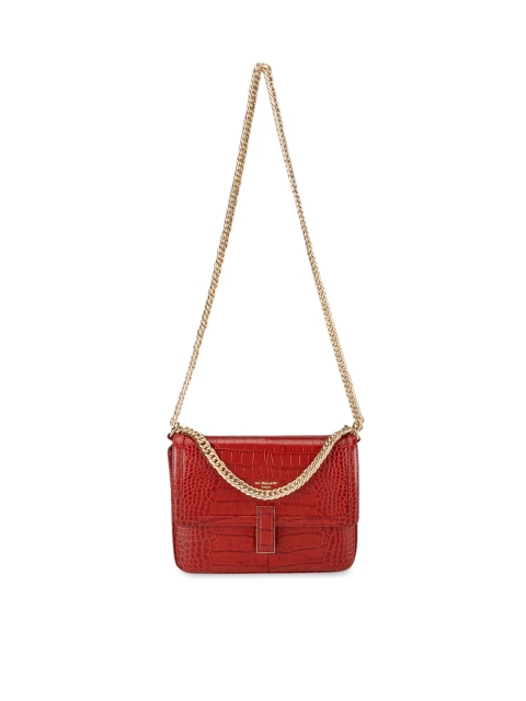 

Da Milano Red Textured Leather Structured Handheld Bag