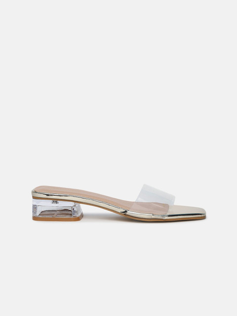 

shoexpress Gold-Toned Transparent Textured PU Block Heels