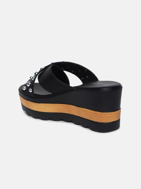 

shoexpress Black Embellished PU Flatform Sandals