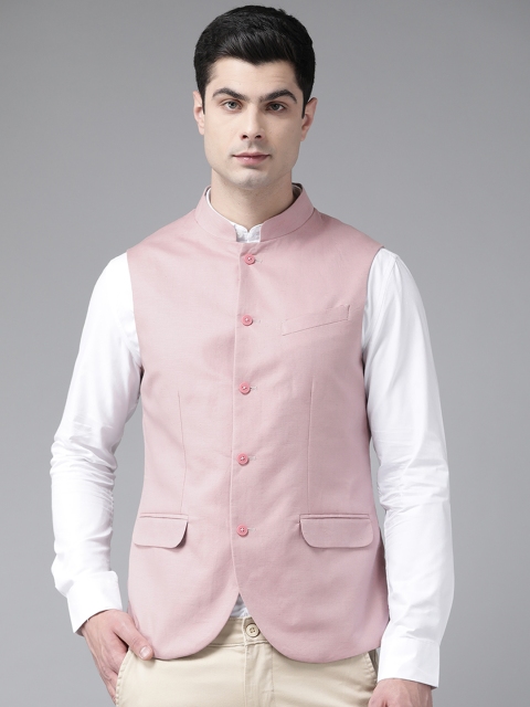 

Blackberrys Men Pink Solid Slim Fit Waistcoat
