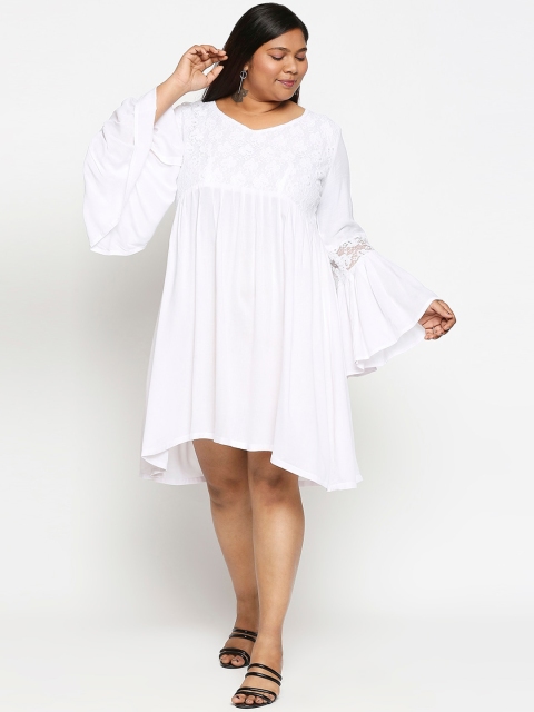 

XXLLENT Women White Self Designed Fit & Flare Dress