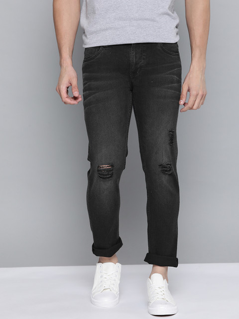 

Mast & Harbour Men Black Slim Fit Mildly Distressed Light Fade Stretchable Jeans