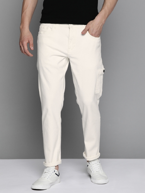 

Mast & Harbour Men Off-White Solid Carrot Fit Stretchable Jeans