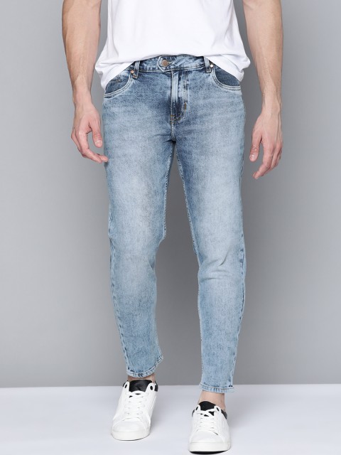 

Mast & Harbour Men Blue Carrot Fit Light Fade Stretchable Jeans