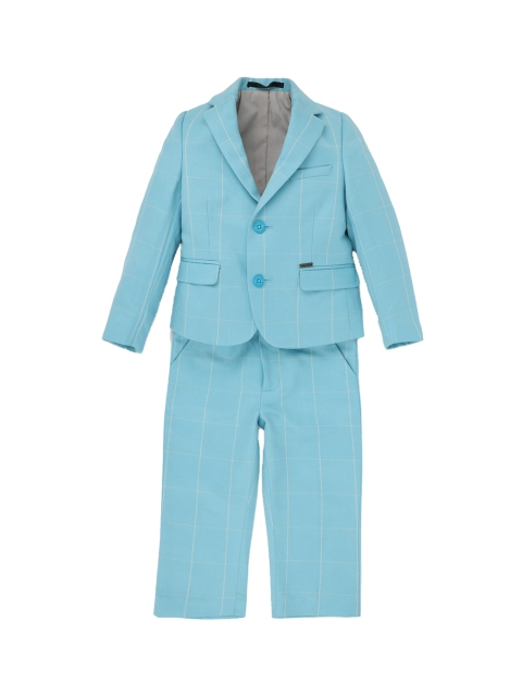 

Allen Solly Junior Boys Blue & White Checked Single-Breasted Two-Piece Suit