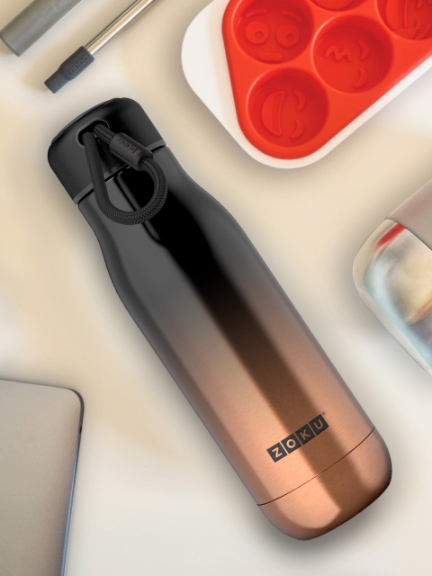

ZOKU Gold-Toned & Black Solid Stainless Steel Bottle