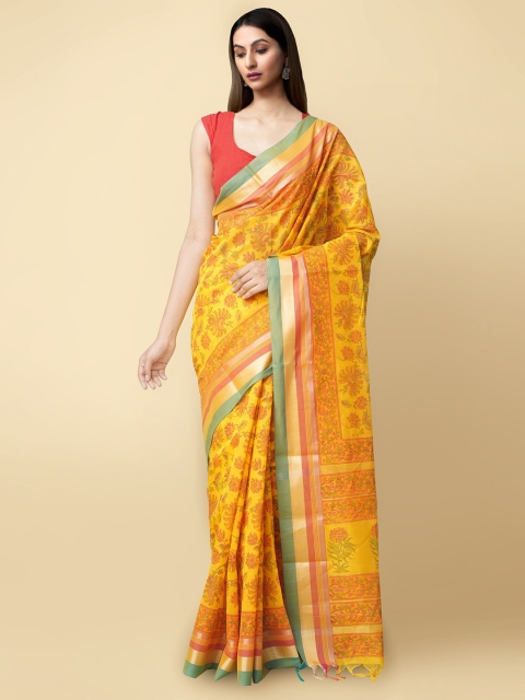 

Unnati Silks Women Yellow & Red Pure Vrinda Chanderi Sico Sustainable Saree