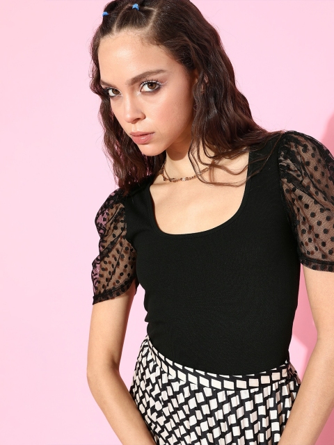 

Moda Rapido Black Puff Sleeve Top