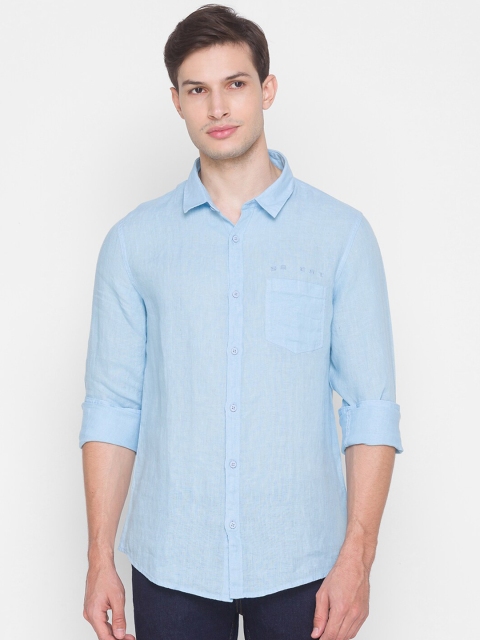 

SPYKAR Men Blue Slim Fit Opaque Cotton Casual Shirt