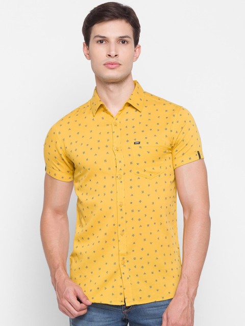 

SPYKAR Men Yellow Slim Fit Opaque Micro Ditsy Printed Cotton Casual Shirt