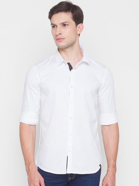 

SPYKAR Men White Slim Fit Opaque Cotton Casual Shirt