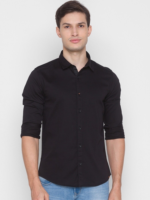 

SPYKAR Men Black Slim Fit Horizontal Stripes Opaque Casual Shirt