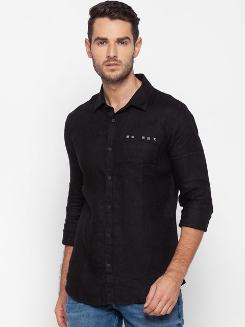 

SPYKAR Men Black Slim Fit Opaque Casual Shirt