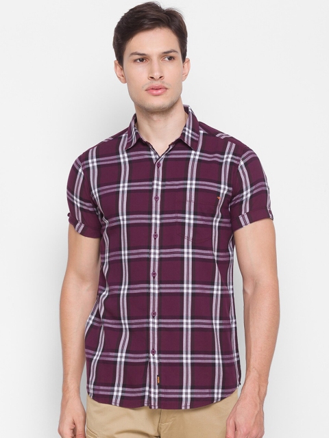 

SPYKAR Men Purple Slim Fit Tartan Checks Opaque Checked Casual Shirt