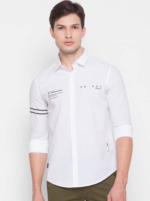 

SPYKAR Men White Slim Fit Opaque Casual Shirt