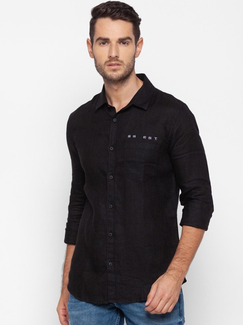 

SPYKAR Men Black Slim Fit Opaque Casual Shirt